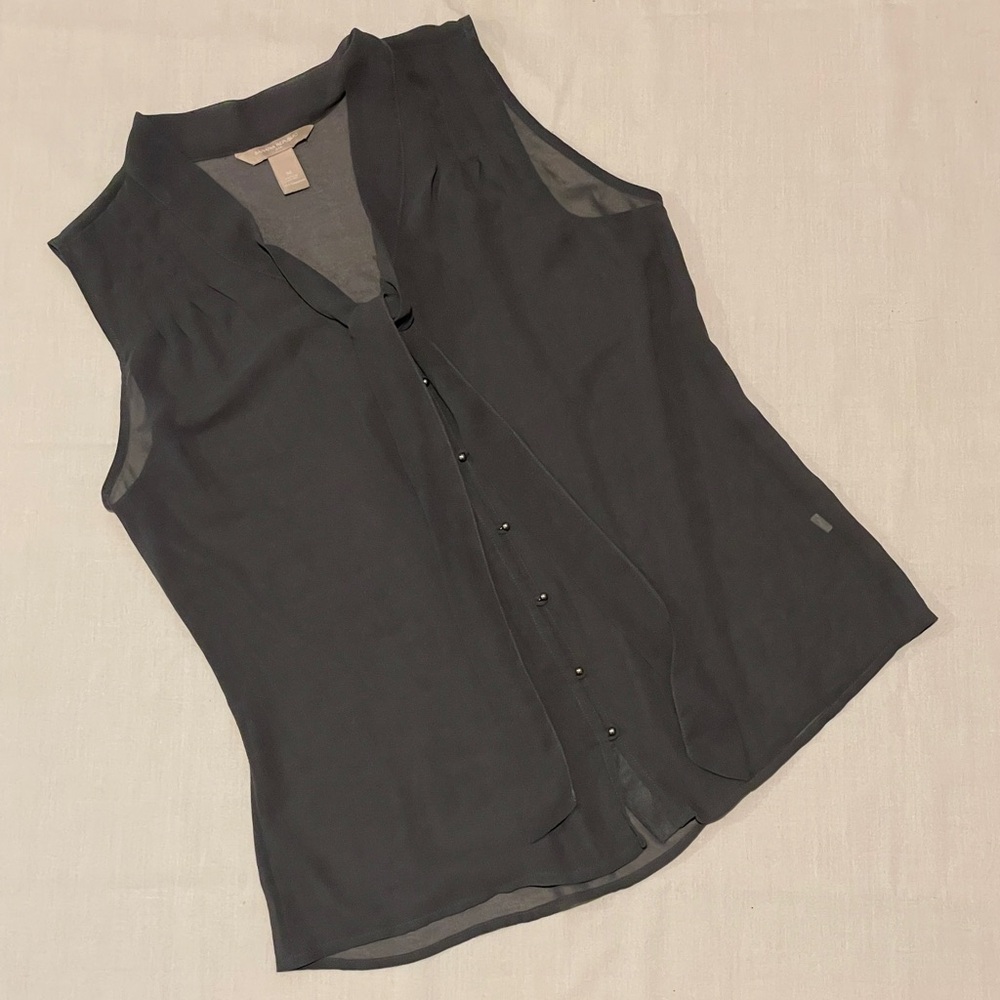 Banana Republic Charcoal Gray Sleeveless Sheer Blouse